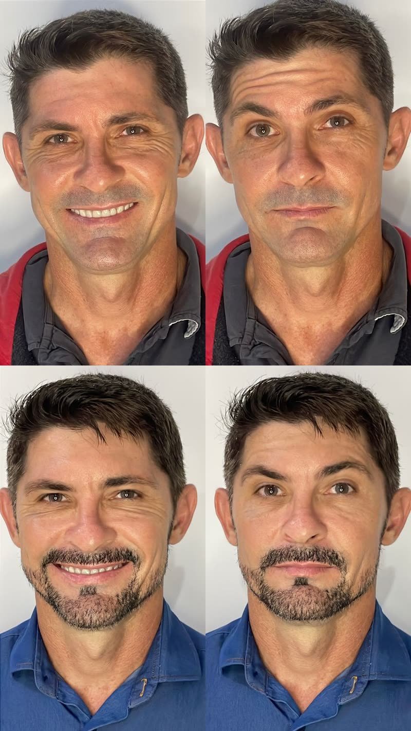 Antes e depois de toxina botulínica em paciente masculino